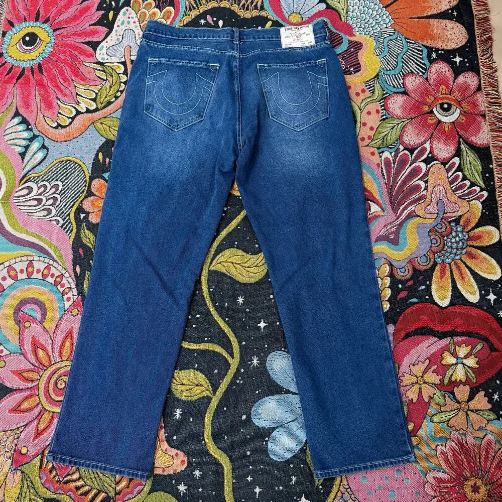 True Religion Bobby Relaxed Baggy Mens Denim Blue Jeans Size 36 38 x 31